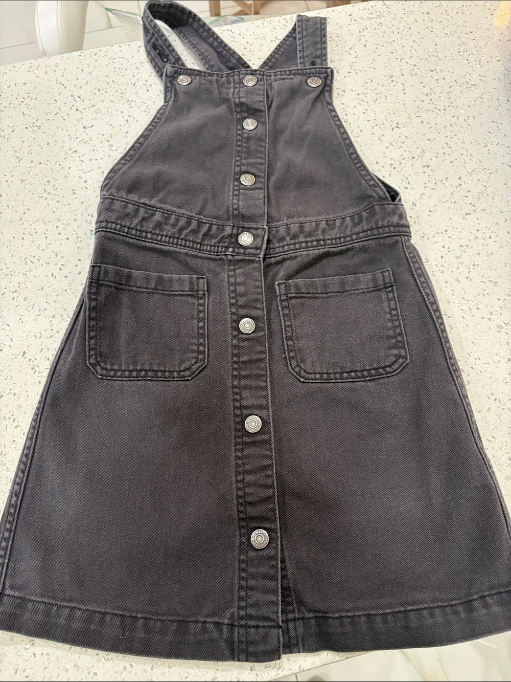 Old Navy Black Denim Overall Dress with Front Pockets size 8